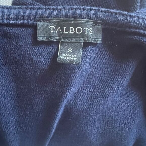 Talbots Navy Blue and White Stripe Boat-Neck Top Size S - Picture 4 of 4